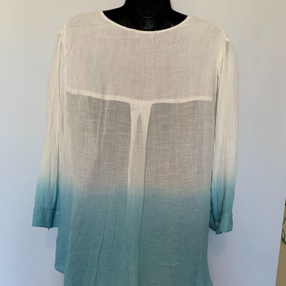 Nine West Jeans Ombre 3/4 Sleeve Blouse - Picture 6 of 10